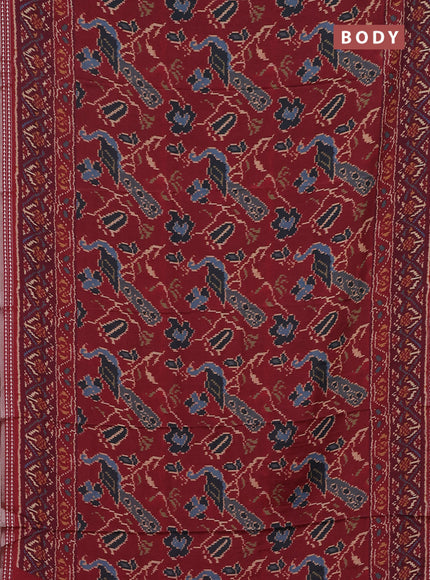 Semi tussar saree maroon and dark magenta pink with allover palota prints and printed border