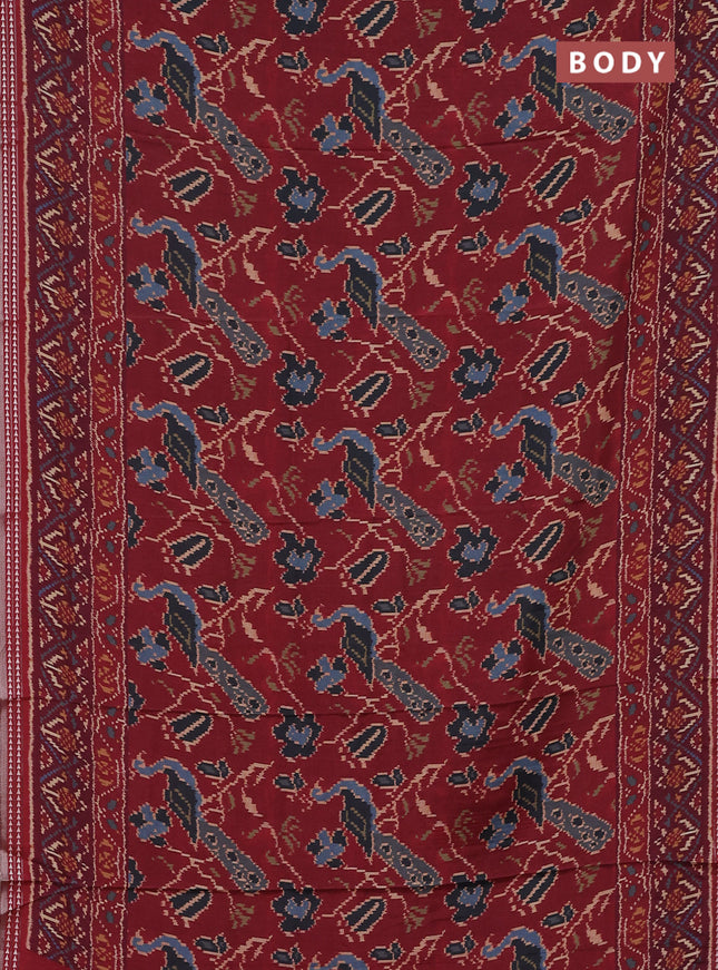 Semi tussar saree maroon and dark magenta pink with allover palota prints and printed border