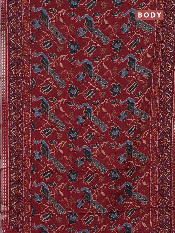 Semi tussar saree maroon and dark magenta pink with allover palota prints and printed border