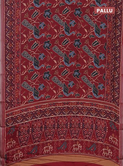 Semi tussar saree maroon and dark magenta pink with allover palota prints and printed border