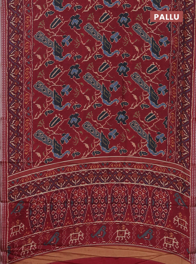 Semi tussar saree maroon and dark magenta pink with allover palota prints and printed border