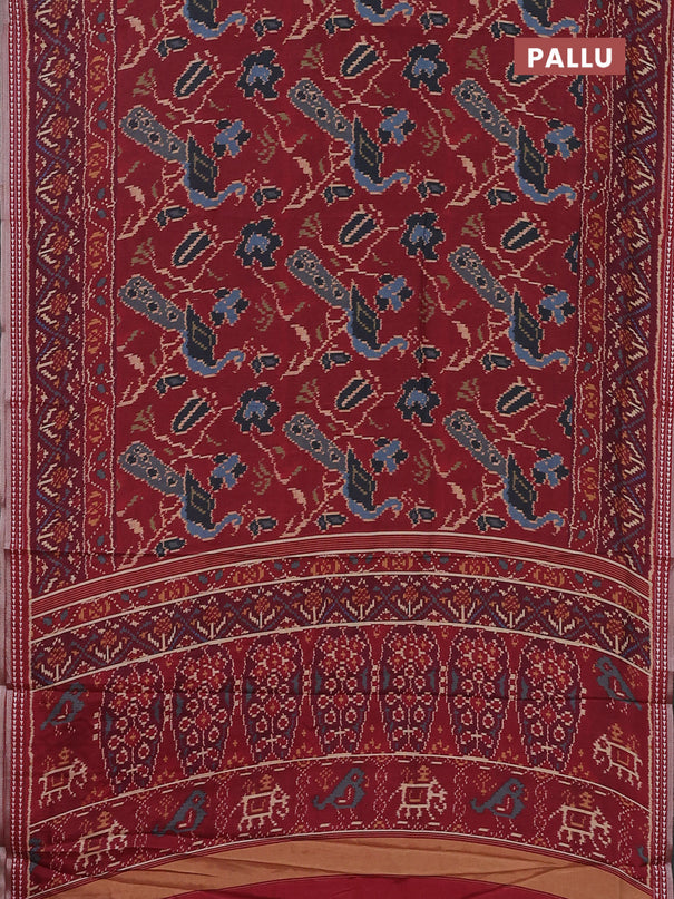 Semi tussar saree maroon and dark magenta pink with allover palota prints and printed border