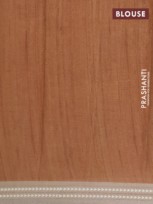 Semi tussar saree mustard yellow and pink with allover kalamkari prints and printed border