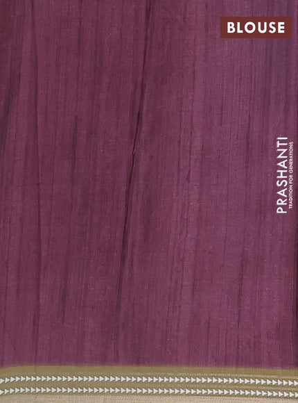 Semi tussar saree pastel purple and yellow shade with allover kalamkari prints and printed border