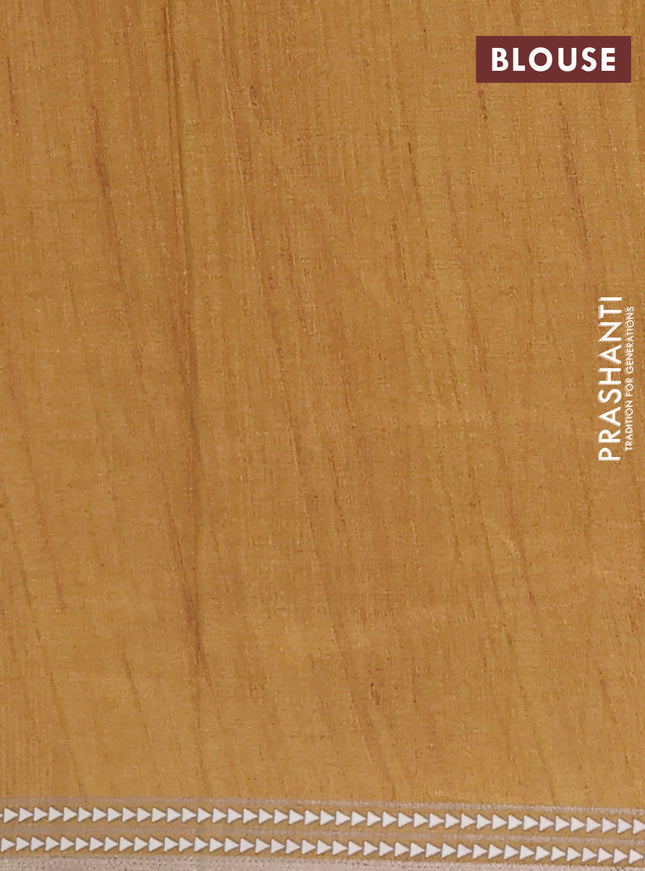 Semi tussar saree grey and sandal with allover kalamkari prints and printed border