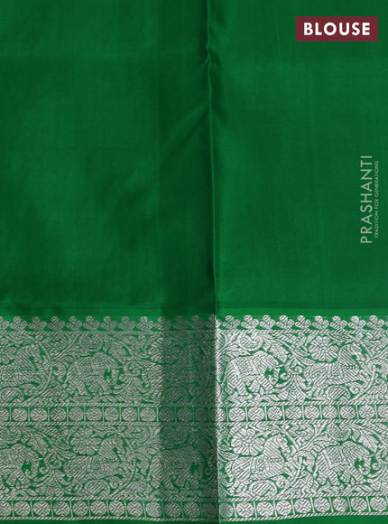 Venkatagiri silk saree black and green with silver zari woven buttas and silver zari woven border