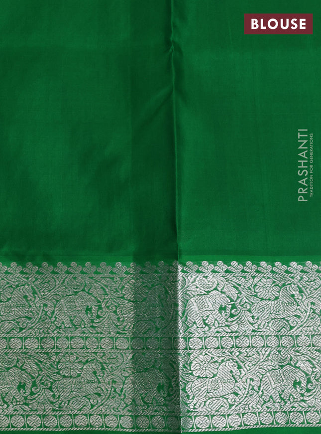 Venkatagiri silk saree black and green with silver zari woven buttas and silver zari woven border