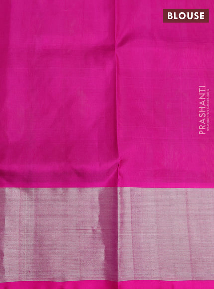 Venkatagiri silk saree light green and pink with silver zari woven buttas and silver zari woven border