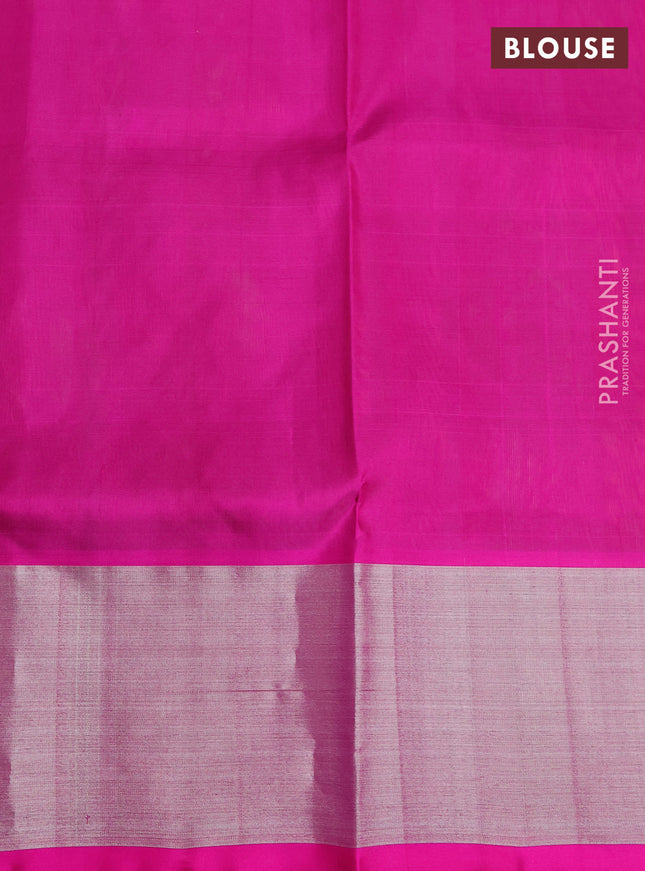 Venkatagiri silk saree light green and pink with silver zari woven buttas and silver zari woven border