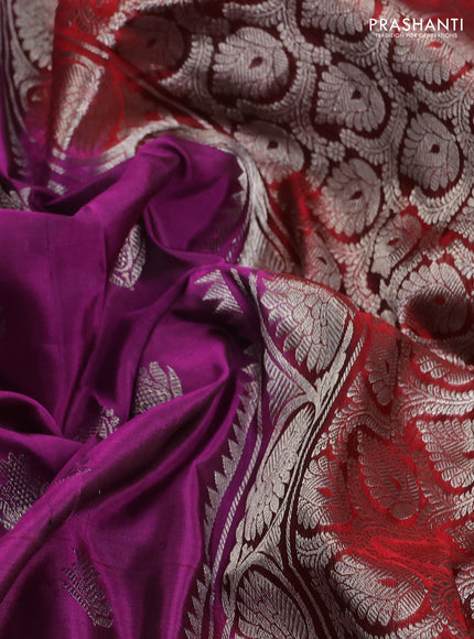 Venkatagiri silk saree purple and maroon with silver zari woven buttas and silver zari woven border