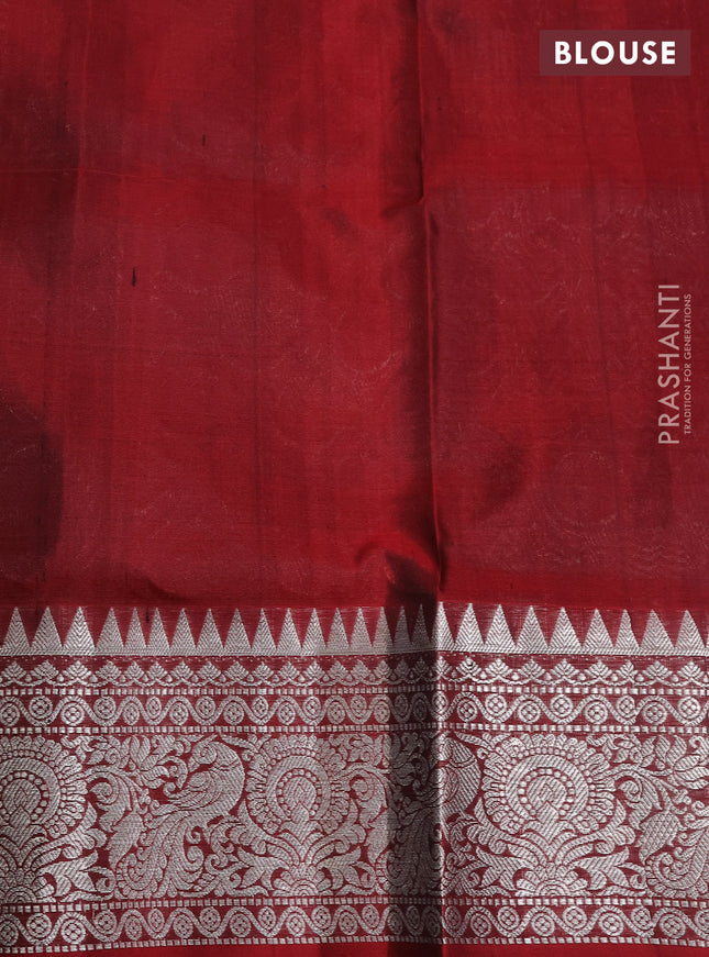 Venkatagiri silk saree purple and maroon with silver zari woven buttas and silver zari woven border