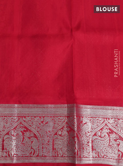 Venkatagiri silk saree pink and red with silver zari woven buttas and silver zari woven border