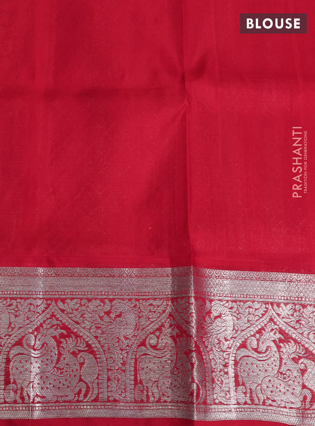 Venkatagiri silk saree pink and red with silver zari woven buttas and silver zari woven border