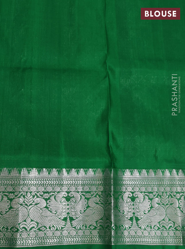 Venkatagiri silk saree dual shade of bluish green and green with silver zari woven buttas and silver zari woven border