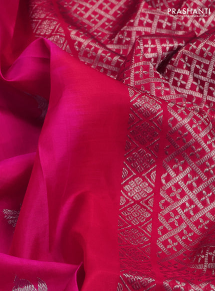 Venkatagiri silk saree pink and red with silver zari woven buttas and rich silver zari woven border