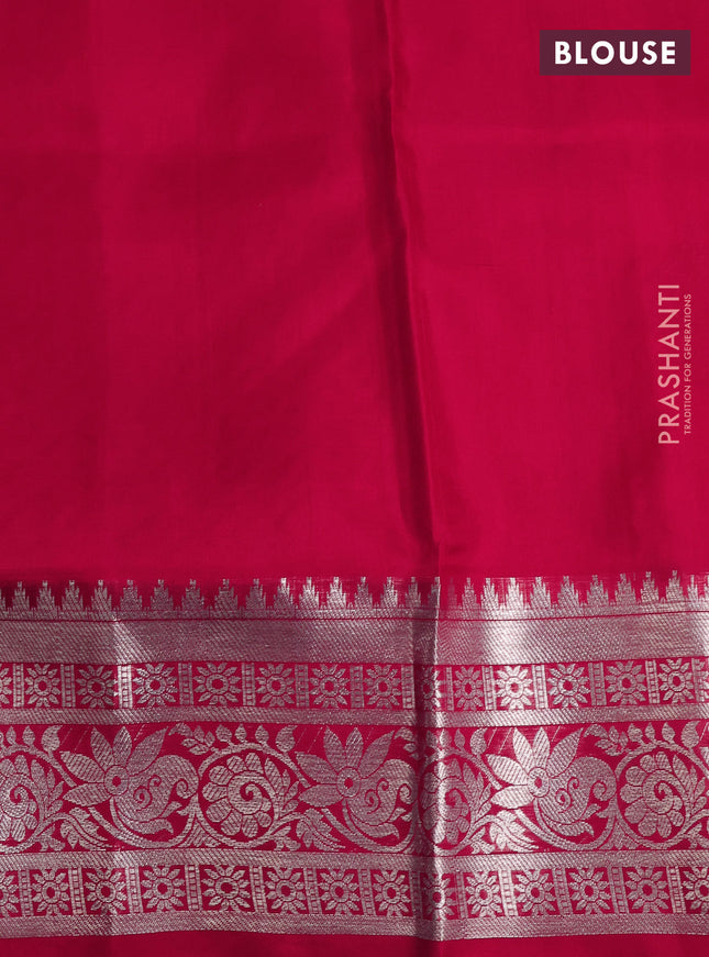 Venkatagiri silk saree pink and red with silver zari woven buttas and rich silver zari woven border