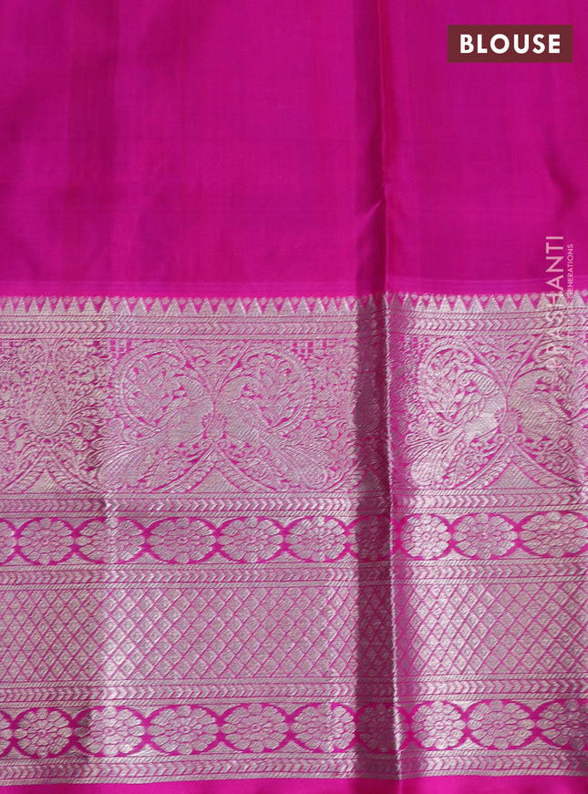 Venkatagiri silk saree purple and pink with allover zari weaves & buttas and long silver zari woven border