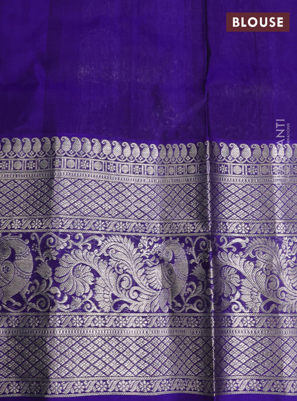 Venkatagiri silk saree maroon and blue with silver zari woven buttas and long silver zari woven border
