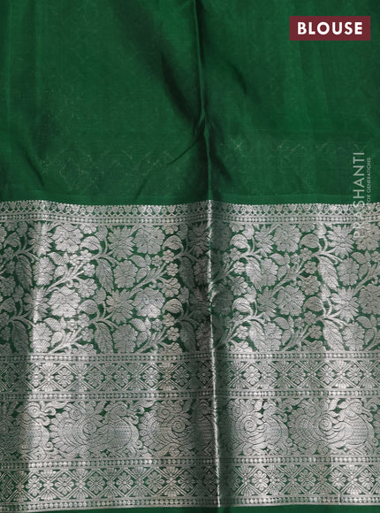 Venkatagiri silk saree cs blue and green with silver zari woven floral buttas and long silver zari woven border