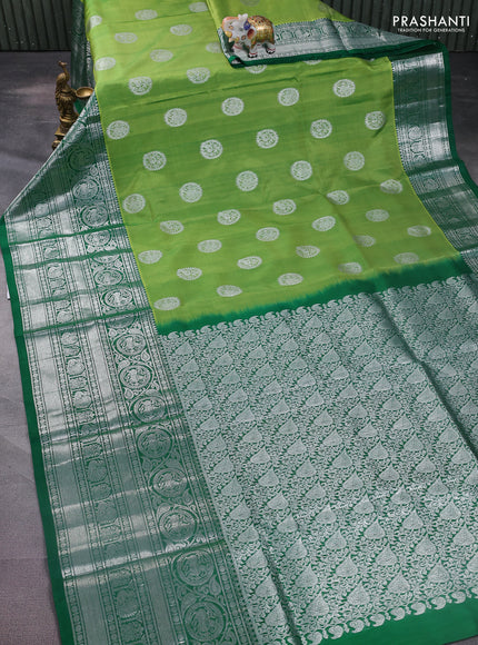 Venkatagiri silk saree light green and green with silver zari woven buttas and long silver zari woven border