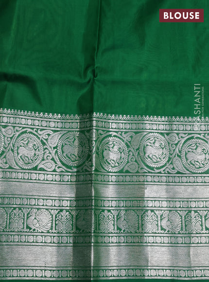 Venkatagiri silk saree light green and green with silver zari woven buttas and long silver zari woven border