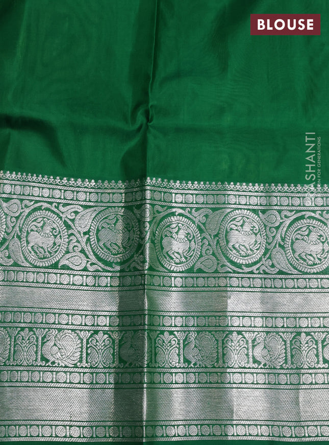 Venkatagiri silk saree light green and green with silver zari woven buttas and long silver zari woven border