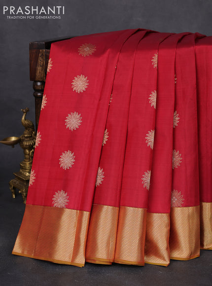 Pure kanchipuram silk saree maroon and mehendi green with zari woven floral buttas and zari woven border
