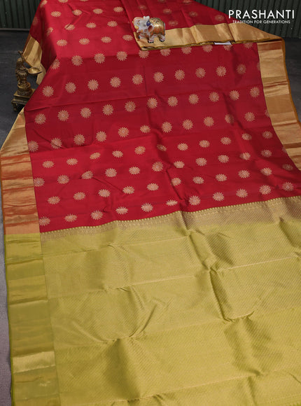 Pure kanchipuram silk saree maroon and mehendi green with zari woven floral buttas and zari woven border
