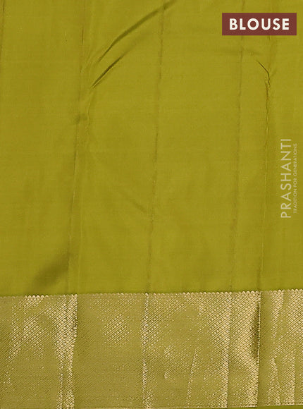 Pure kanchipuram silk saree maroon and mehendi green with zari woven floral buttas and zari woven border
