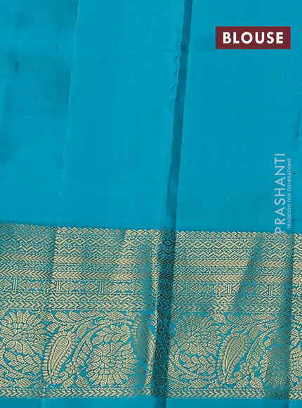Pure kanchipuram silk saree candy pink and teal blue with zari woven buttas and zari woven korvai border