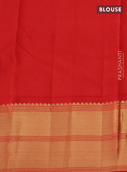Pure kanchipuram silk saree lavender and red with zari woven buttas and zari woven korvai border