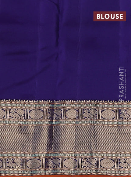 Pure kanchipuram silk saree teal blue and navy blue with zari woven buttas and zari woven border