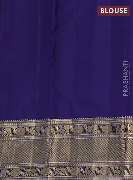 Pure kanchipuram silk saree light green and navy blue with zari woven buttas and zari woven border