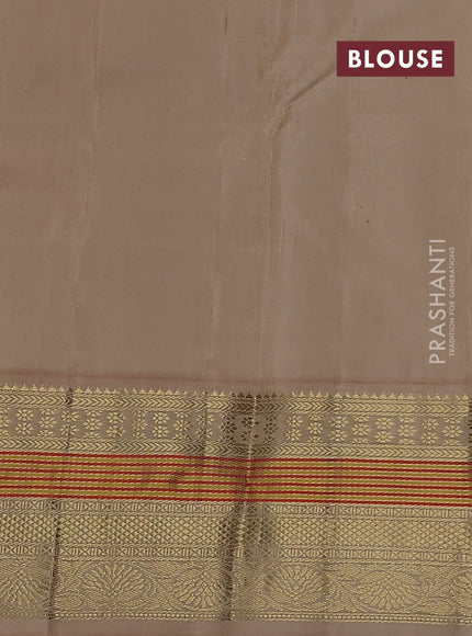 Pure kanchipuram silk saree light blue and sandal with allover self emboss & zari weaves and zari woven korvai border