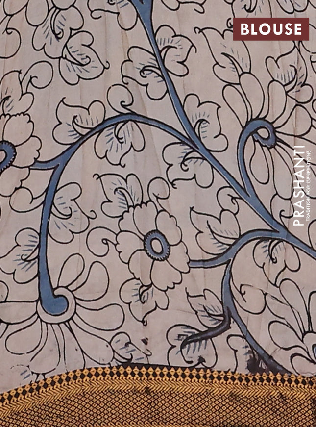 Kalamkari semi silk saree maroon and black with allover prints and zari woven border