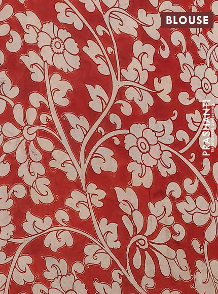 Kalamkari semi silk saree beige and maroon black with allover prints and zari woven border