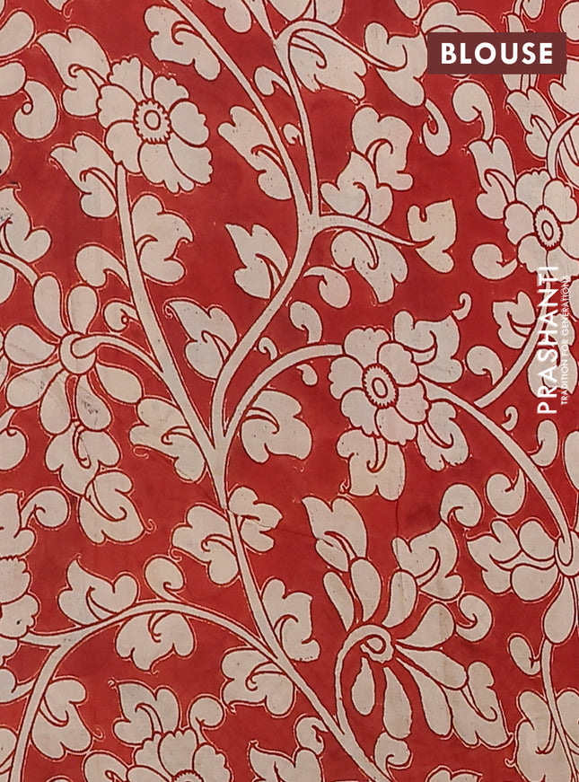 Kalamkari semi silk saree beige and maroon black with allover prints and zari woven border