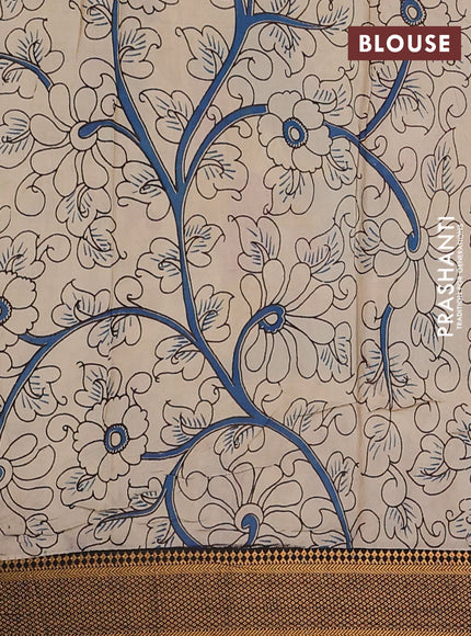 Kalamkari semi silk saree pink and black with allover prints and zari woven border