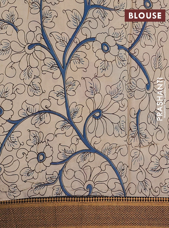 Kalamkari semi silk saree pink and black with allover prints and zari woven border