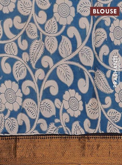 Kalamkari semi silk saree maroon and black with allover prints and zari woven border