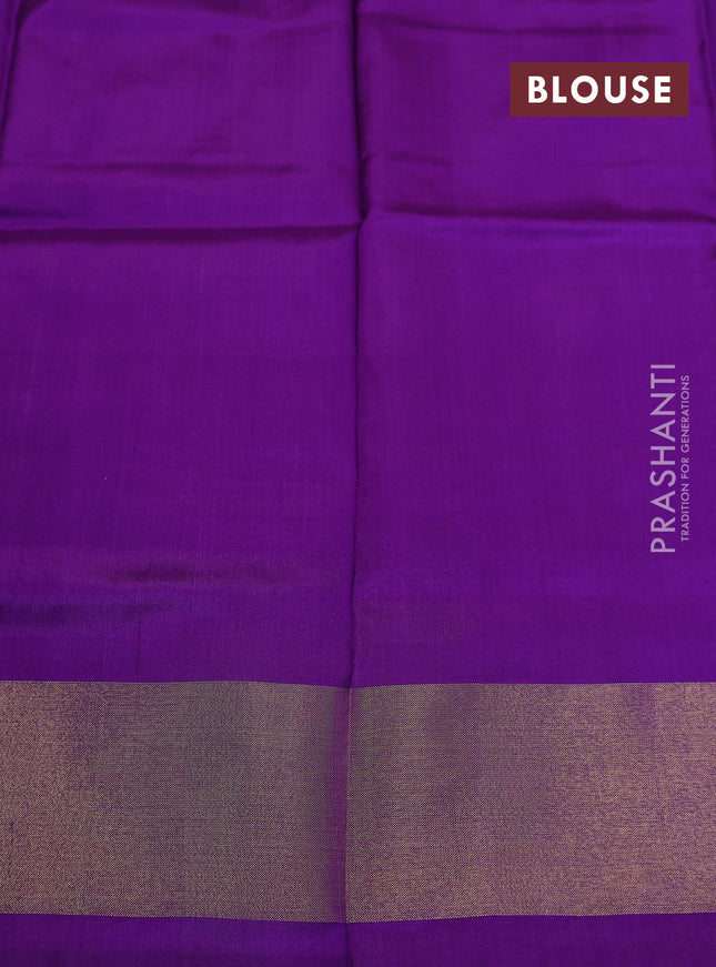 Ikat silk kids lehenga teal blue and violet with allover ikat weaves and long ikat woven zari border