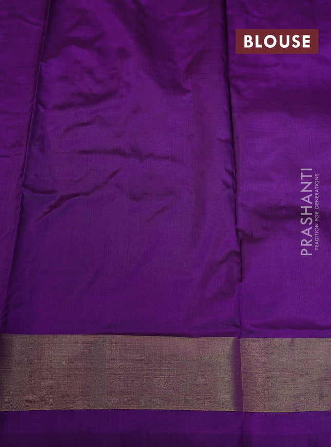 Ikat silk kids lehenga light blue and violet with allover ikat weaves and long ikat woven zari border