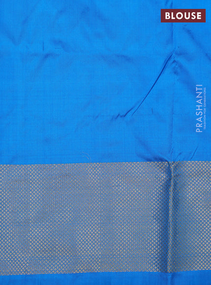 Ikat silk kids lehenga pink and cs blue with allover ikat weaves and long ikat woven zari border