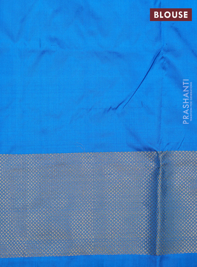 Ikat silk kids lehenga pink and cs blue with allover ikat weaves and long ikat woven zari border