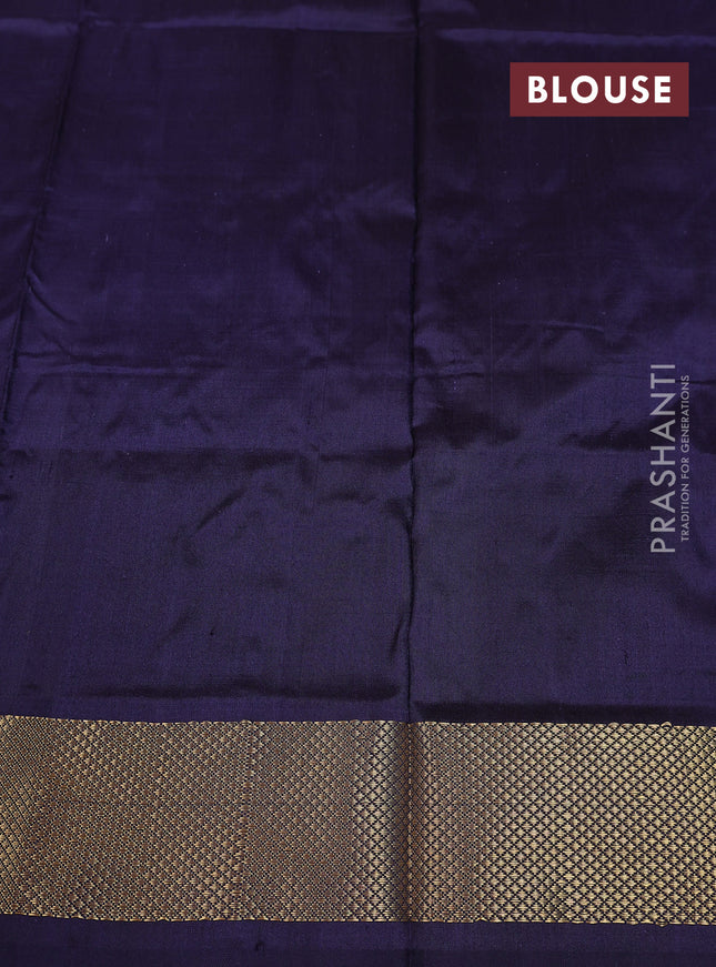 Ikat silk kids lehenga mustard yellow and navy blue with allover ikat weaves and long ikat woven zari border