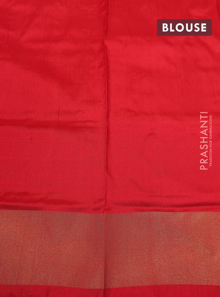 Ikat silk kids lehenga deep purple and red with allover ikat weaves and long ikat woven zari border