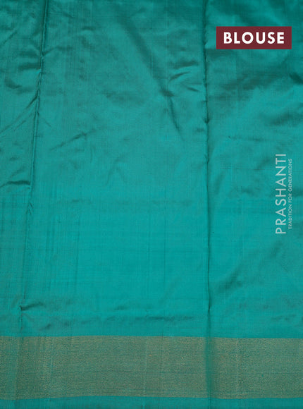 Ikat silk kids lehenga violet and teal blue with allover ikat weaves and long ikat woven zari border