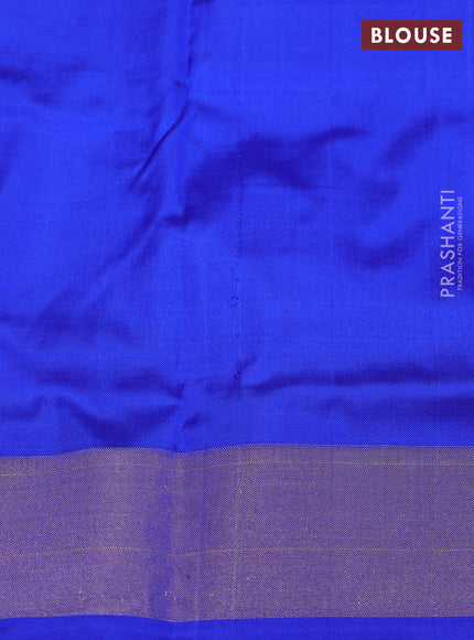 Ikat silk kids lehenga light green and royal blue with allover ikat weaves and long ikat woven zari border