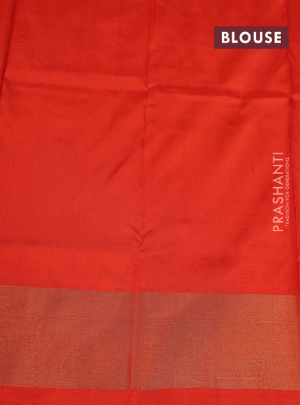 Ikat silk kids lehenga dual shade of green and orange with allover ikat butta weaves and long ikat woven zari border