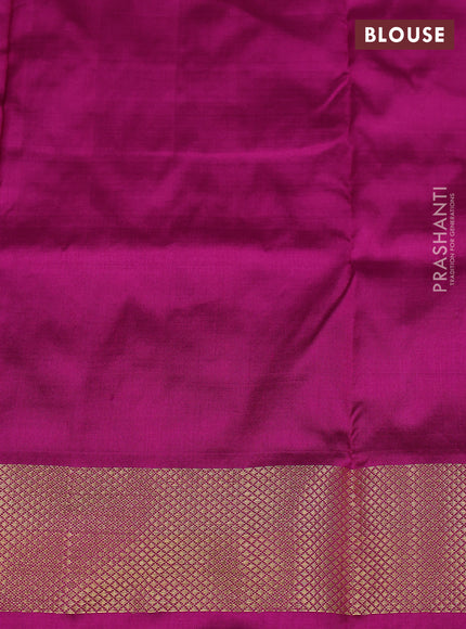 Ikat silk kids lehenga blue and magenta pink with allover ikat weaves and long ikat woven zari border